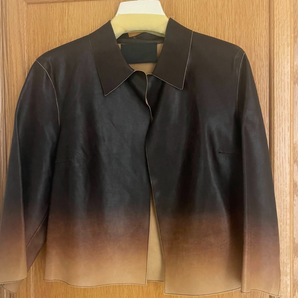 Vintage prada leather bomber ombré jacket sz 40 small US